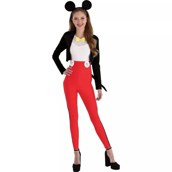 Disney Pants - Disney Mickey Mouse Adult Costume Size L Red & Black Jumpsuit Halloween Party